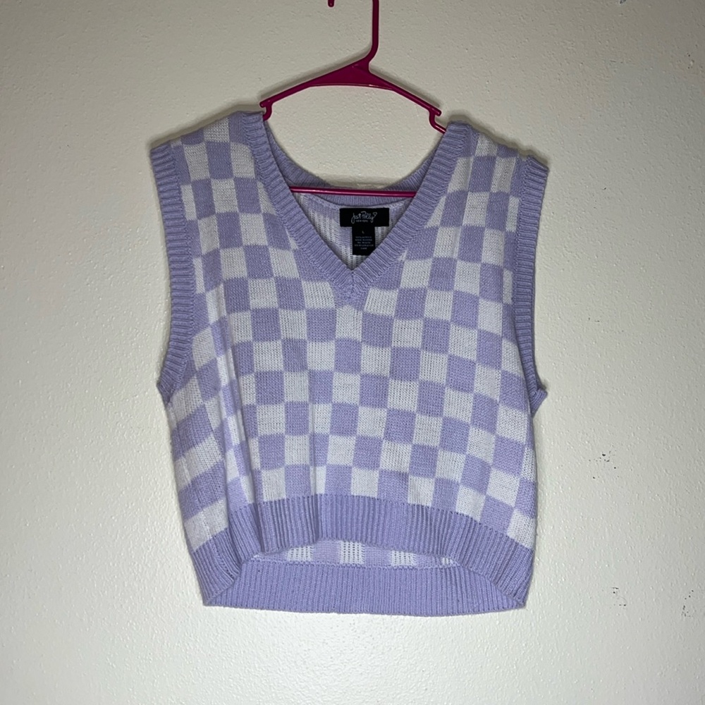 Checkered sweater vest.